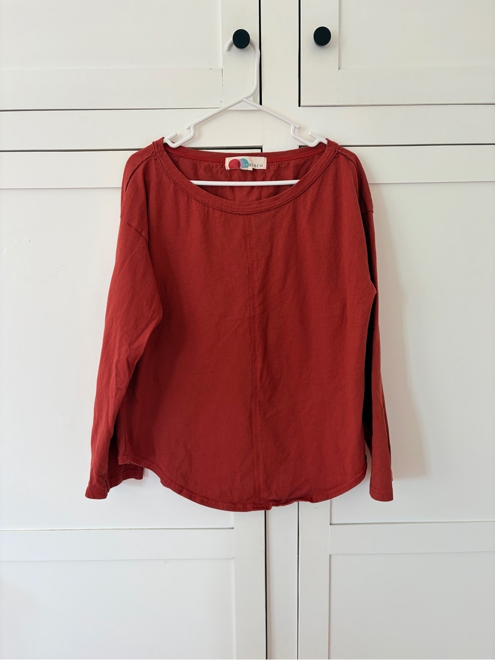 Free People Beach Burgandy Brick Red Long Sleeve Top Size Small Petite